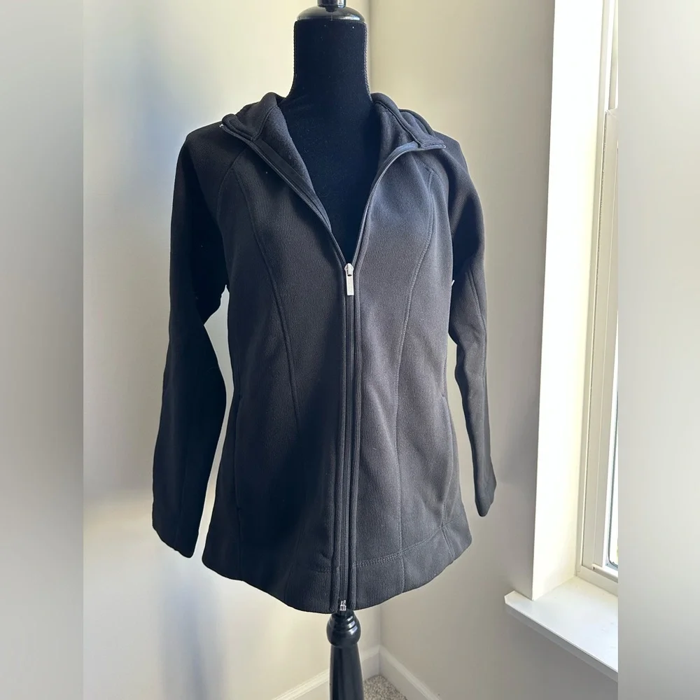 Women's Christopher & Banks Black‎ Sweater Fleece Zip Up Jacket